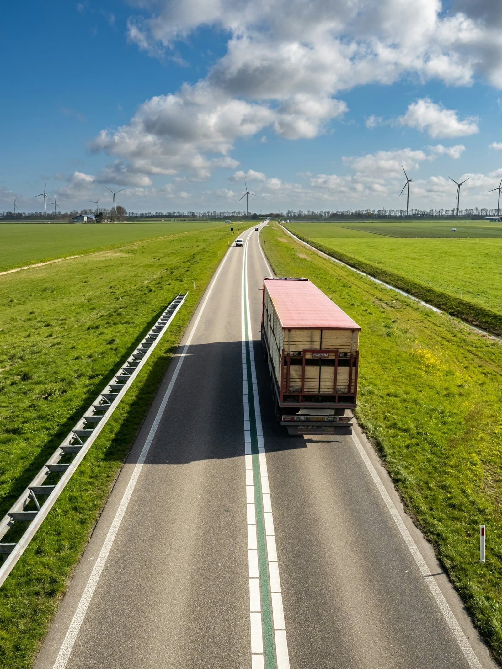 Freight truck driving along an open highway